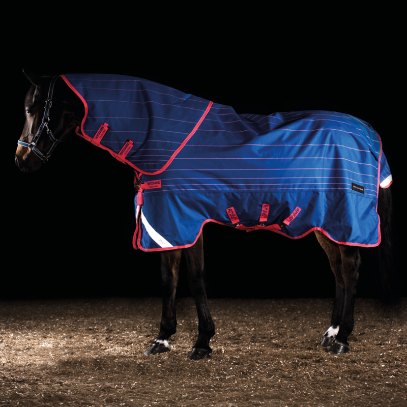 Horseware Amigo Bravo 12 Reflectech Plus 250g Turnout Rug - Blue/Reflective Pink -1